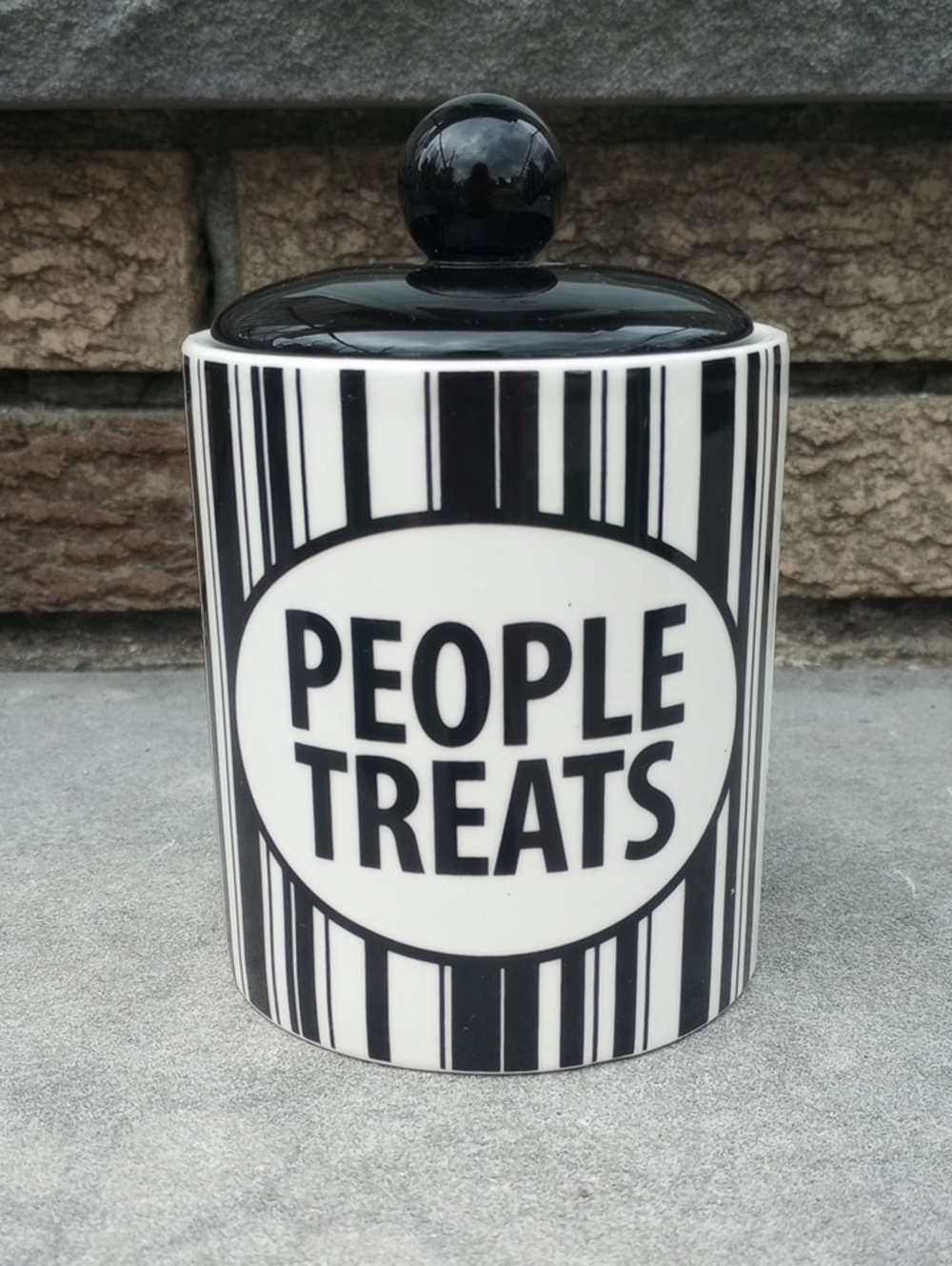 RARE People Treats Funny Ceramic Candy Canister w/ Lid, Our Name Is Mud